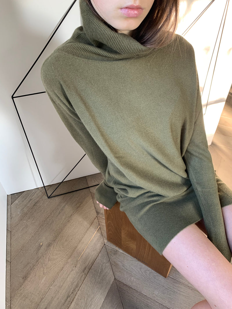 JANE turtleneck sweater-dress moss Soft Society JANE turtleneck sweater-dress moss Soft Society